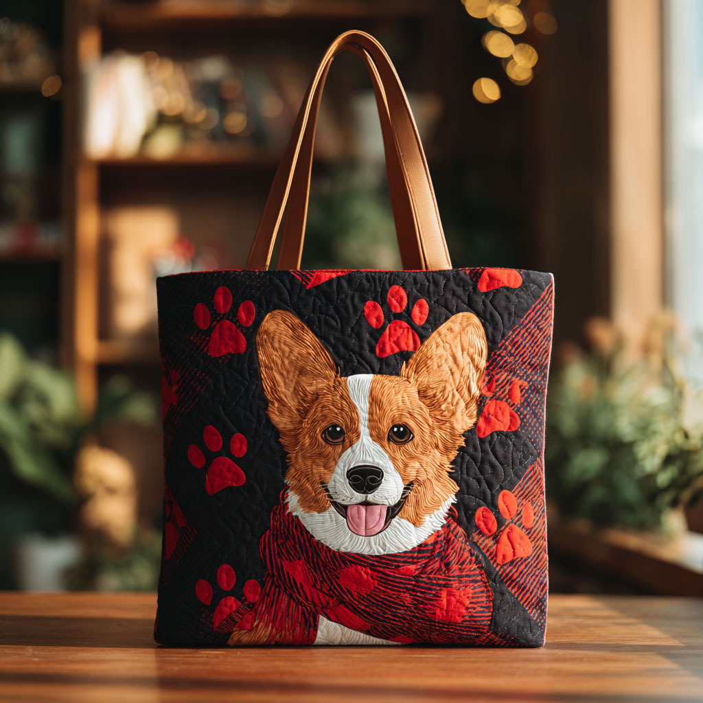 Corgi Sweet Smile CW0310010CL Quilted Tote Bag
