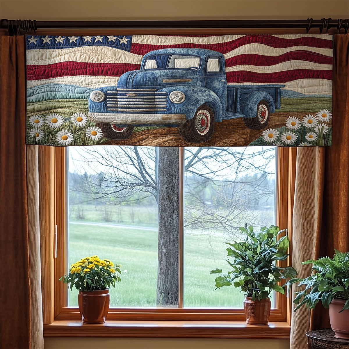 Truck American Flag WX1405043CL Quilted Valance