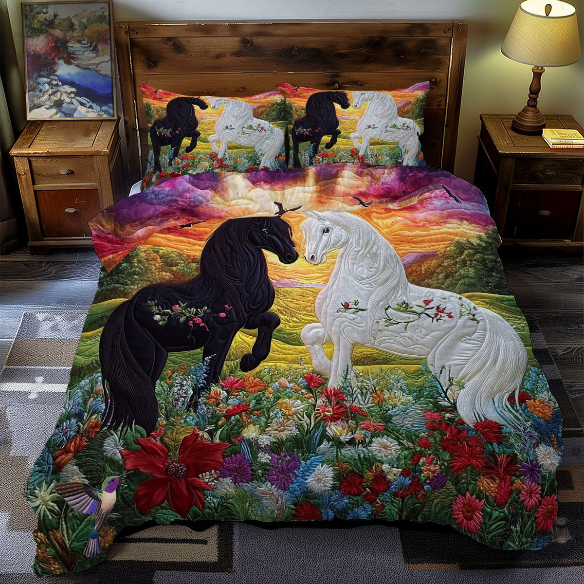 Couple Horse In Highland WY0712064CL Duvet Cover Set
