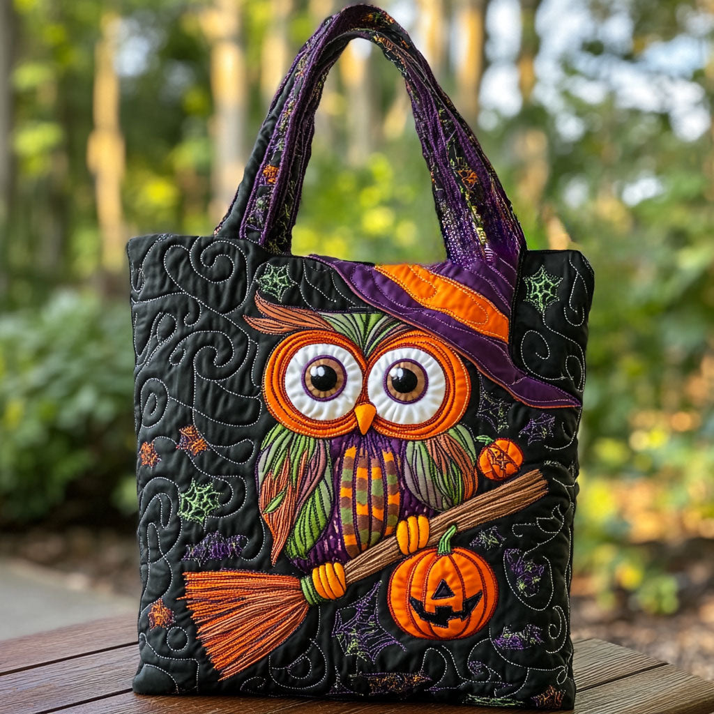 Owl Pumpkin Flight WN0310047CL Quilted Tote Bag