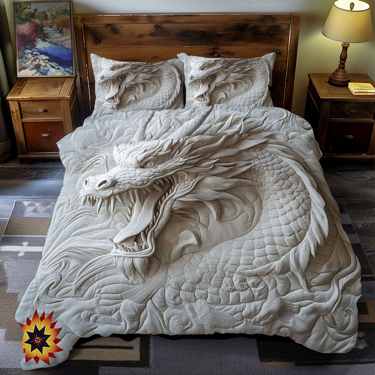 Elegant White Dragon WY0612052CL Duvet Cover Set