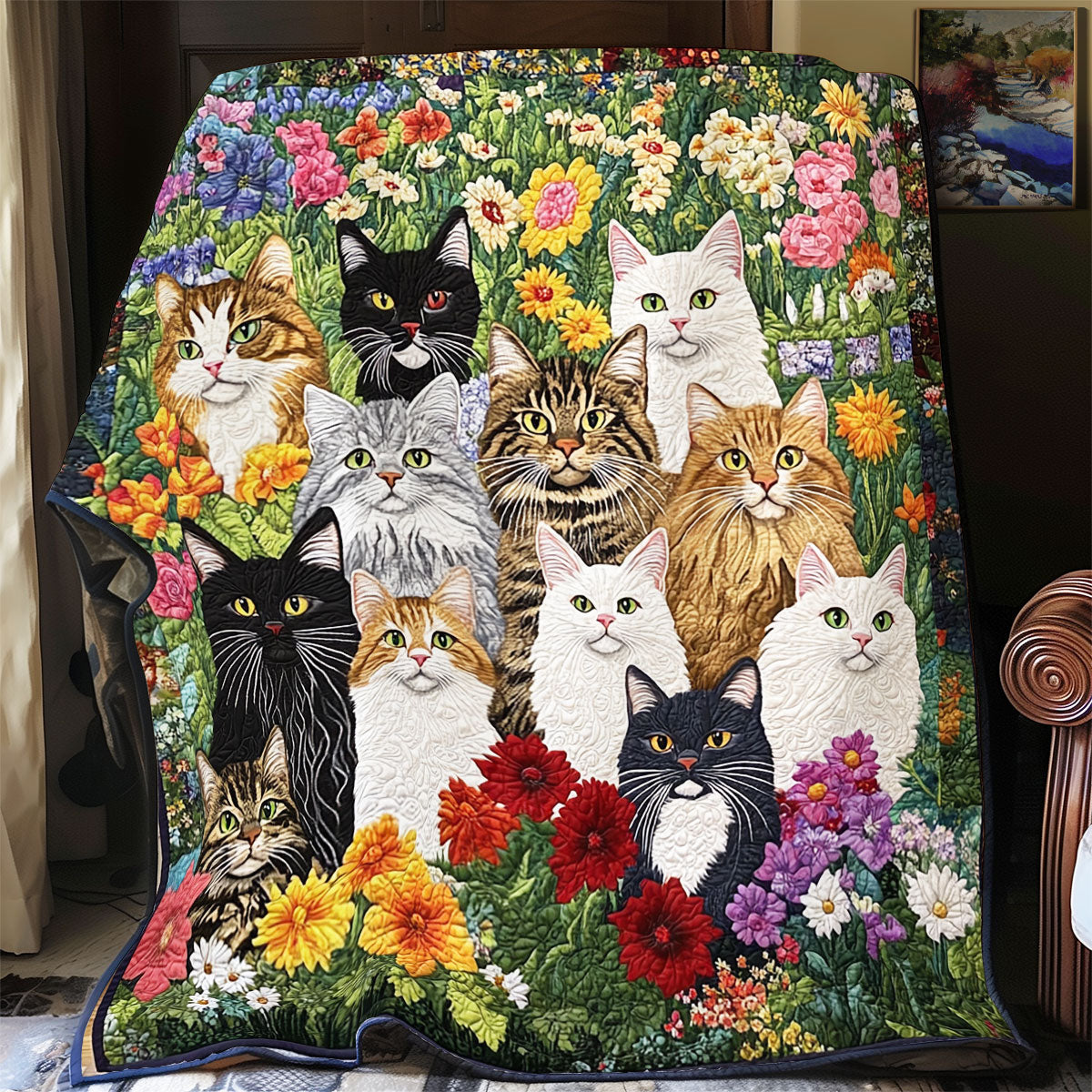 Cats Among Blooms YR2001016CL Quilt