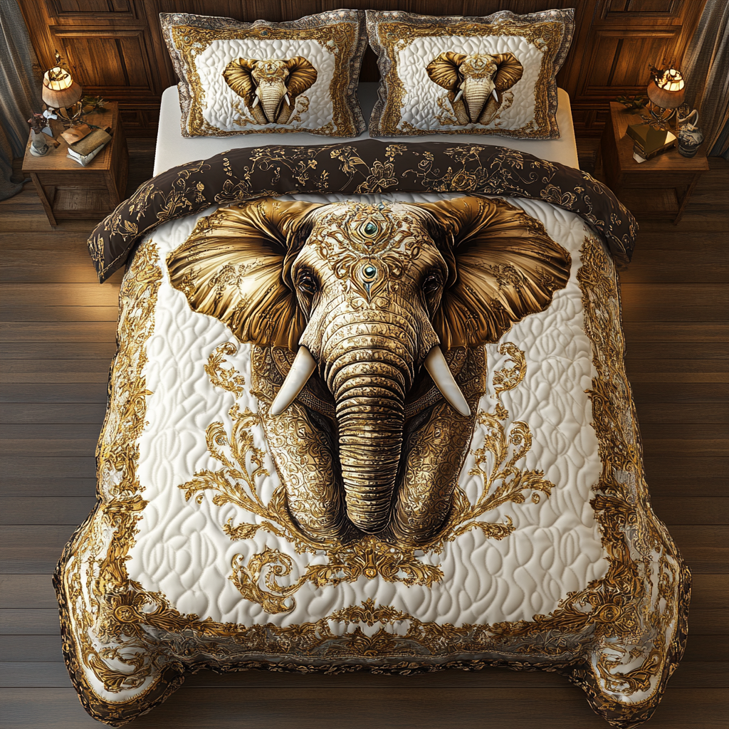 Royal Gold Elephant WY1001077CL Duvet Cover Set