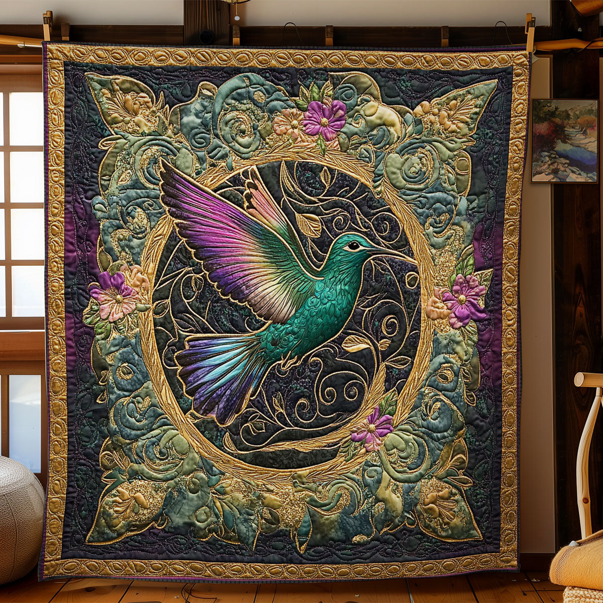 Hummingbird In Mystic Garden WY0602162CL Quilt