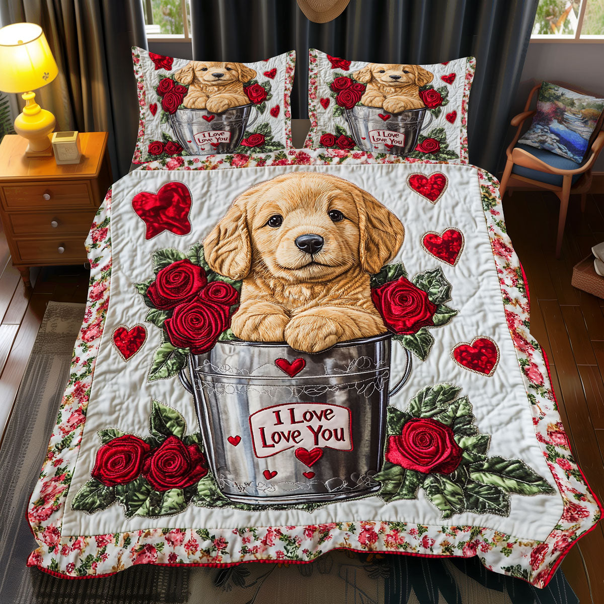 Adorable Golden Retriever WX2712055CL Duvet Cover Set