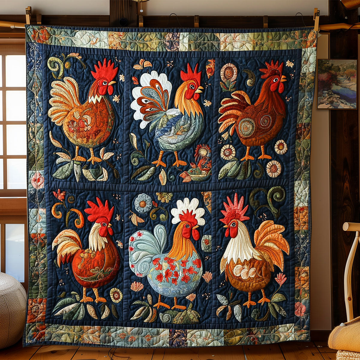 Folk Charm Chicken WJ2712018CL Quilt