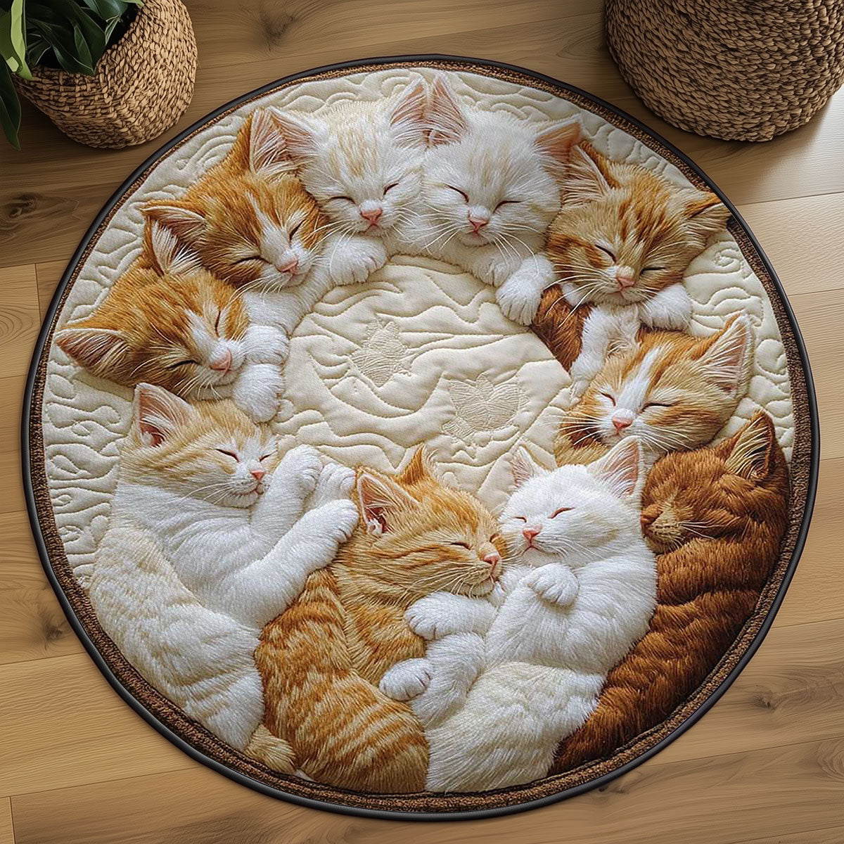Purring Cat Heaven WN2203078CL Quilted Round Mat