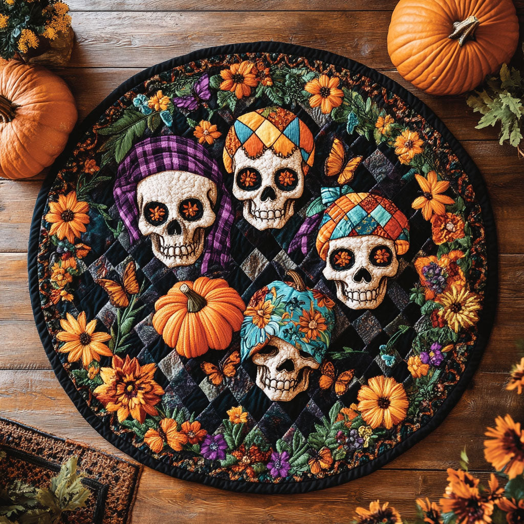 Rustic Skull WN1308108CL Quilted Round Mat