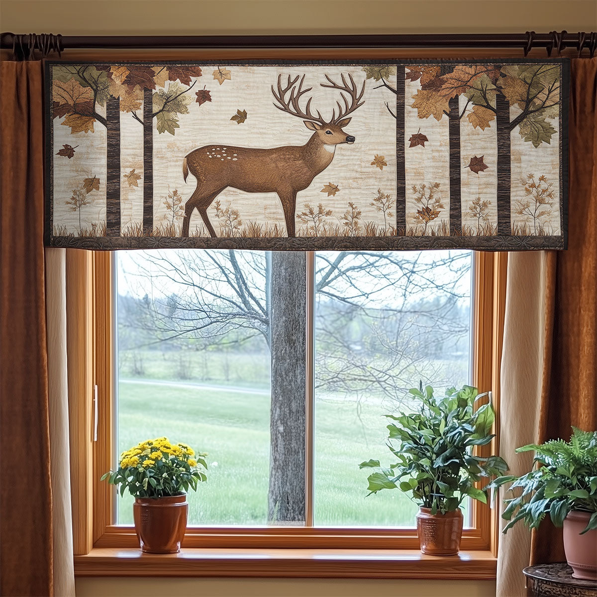 Deer Forest WX2203148CL Quilted Valance