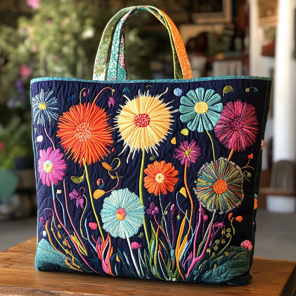 Colorful Dandelion Meadow CW2509002CL Quilted Tote Bag