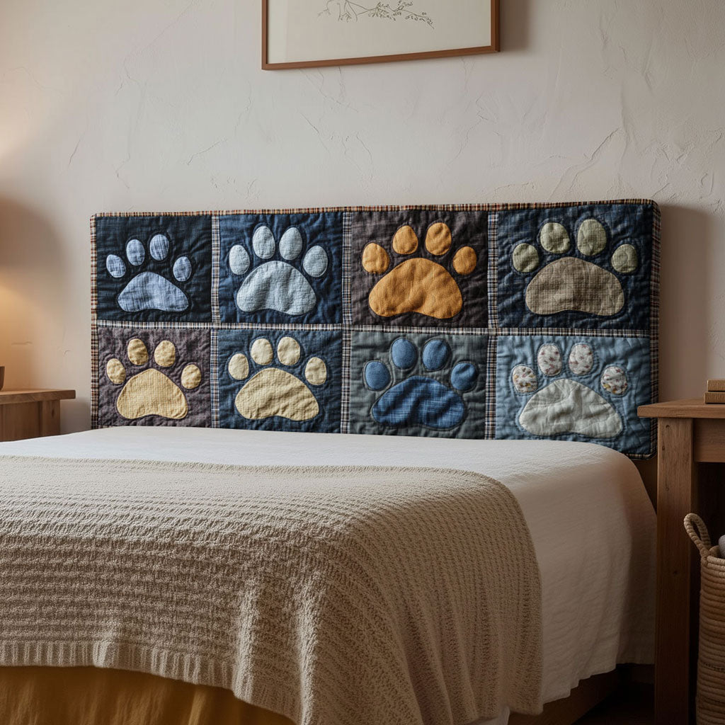 Rustic Dog Paw WN2012067CL Quilted Headboard Slipcover