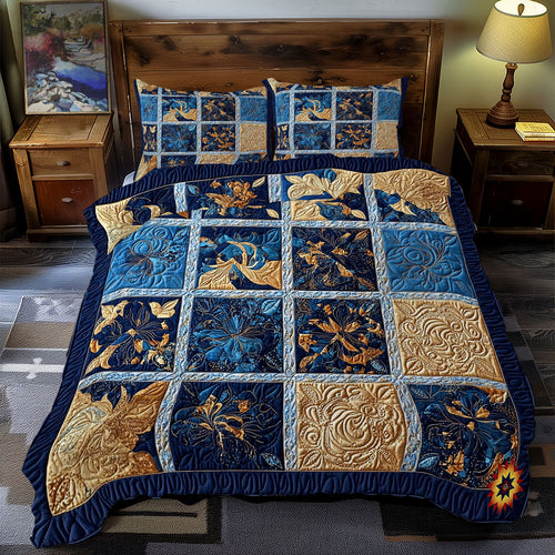 Navy Blue And Gold WY0712073CL Duvet Cover Set