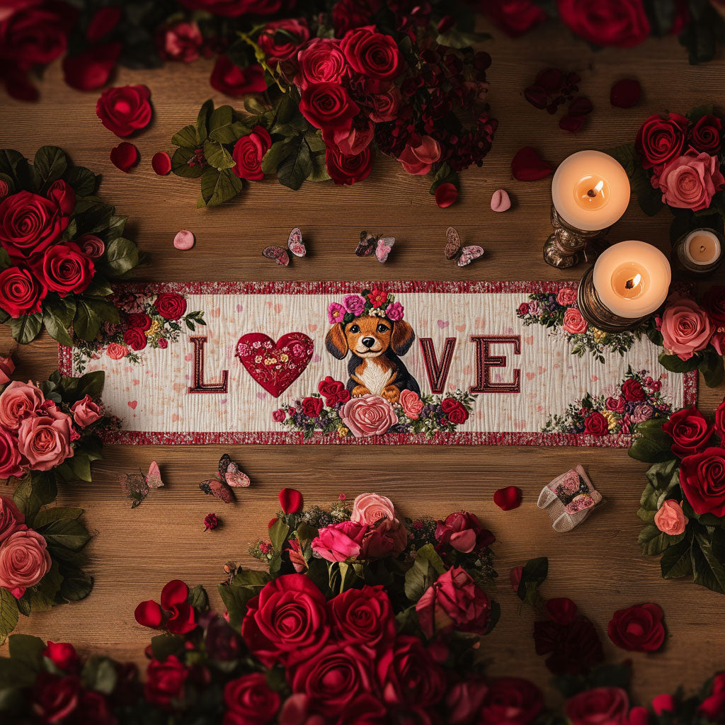 Dachshund In Love WN0907033CL Quilted Table Runner