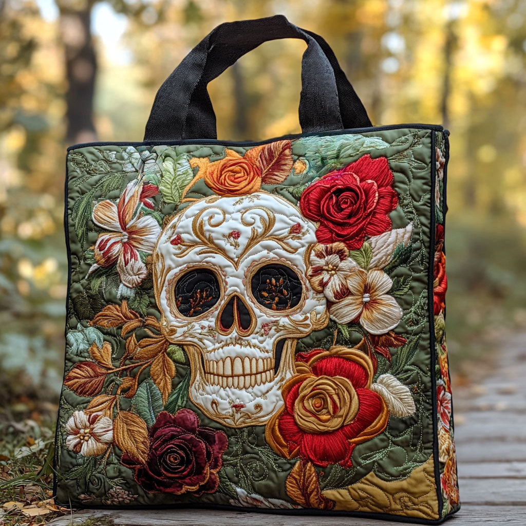 Rose Skull WN2509054CL Quilted Tote Bag
