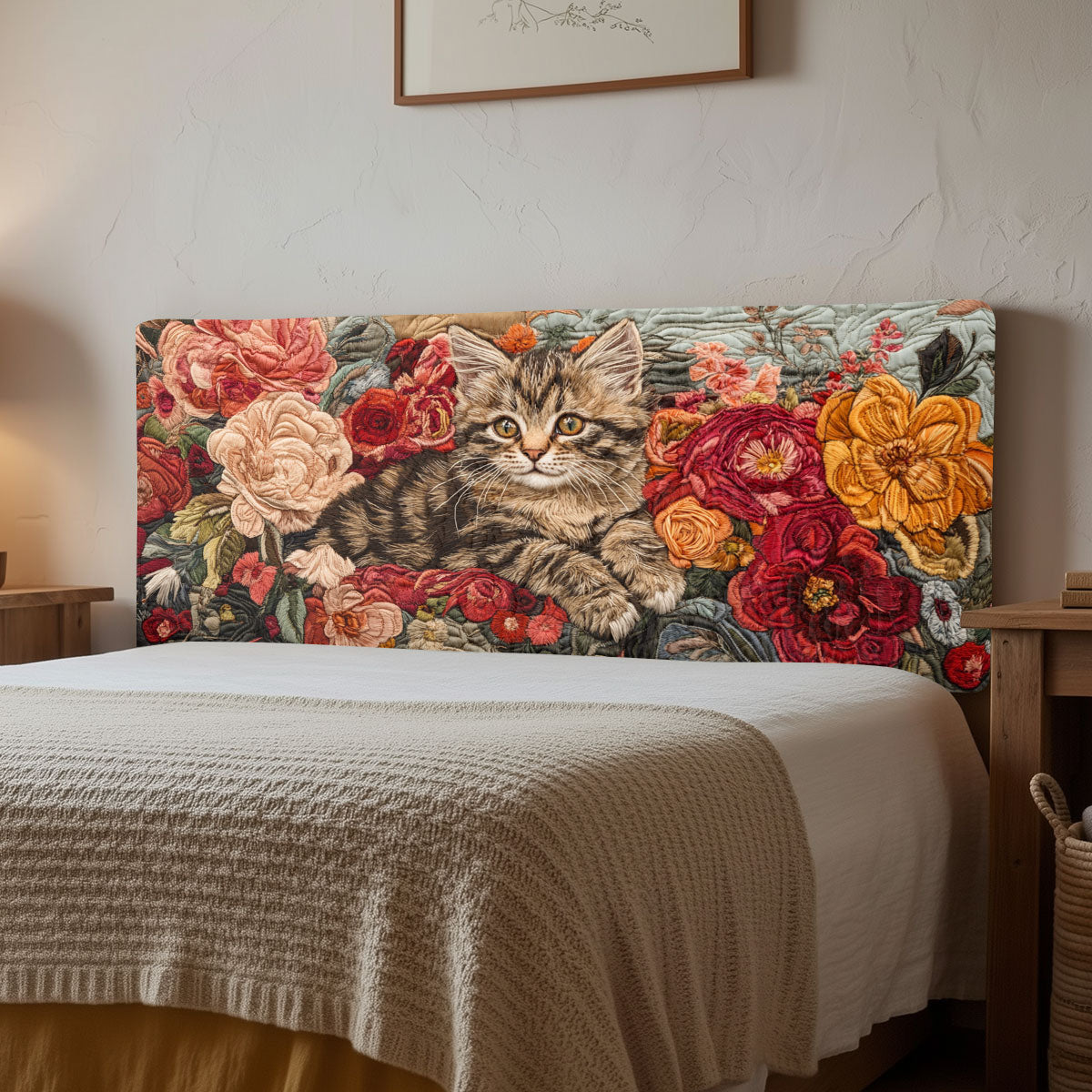 Blooming Garden Cat CW2212003CL Quilted Headboard Slipcover