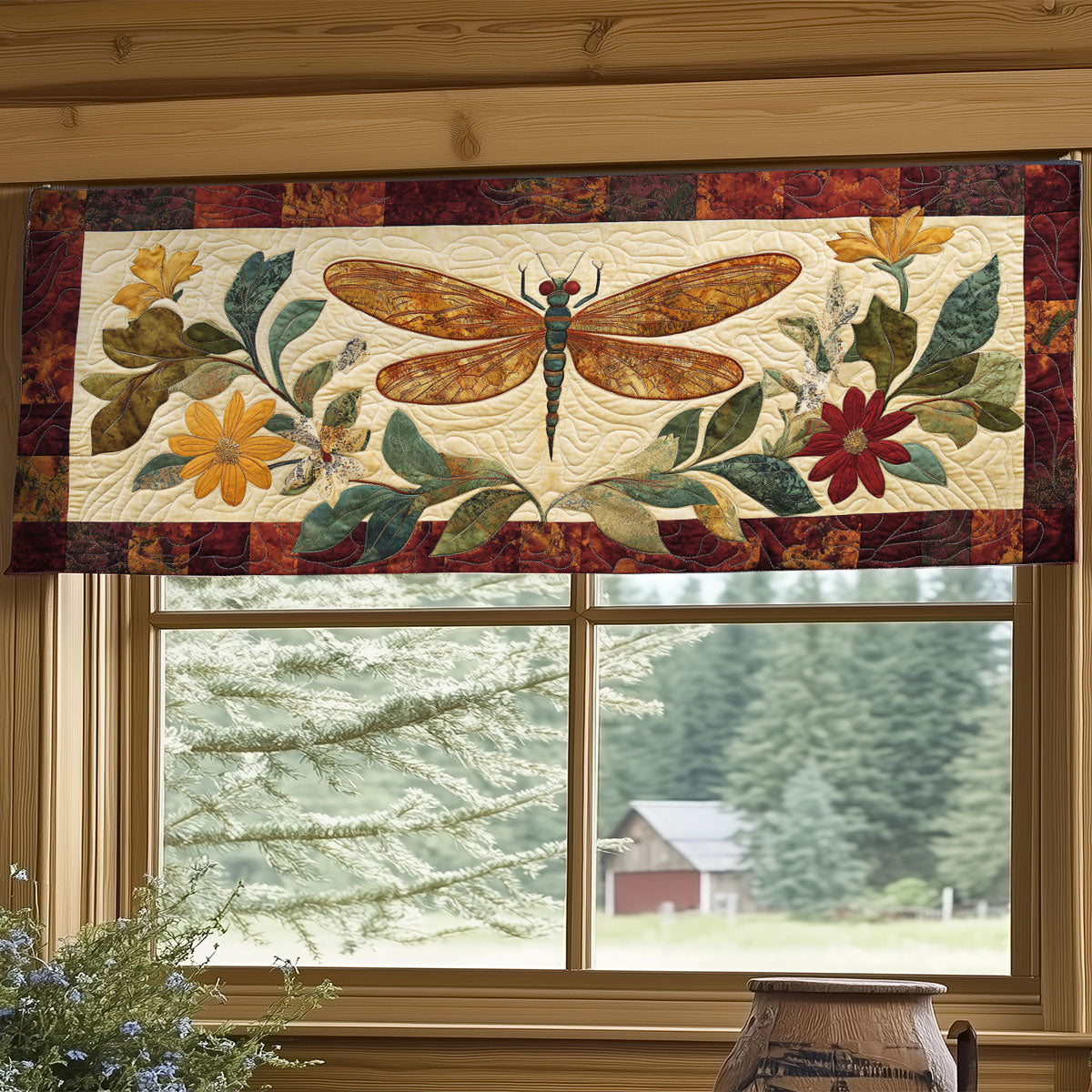 Vintage Dragonfly WY2404060CL Quilted Valance