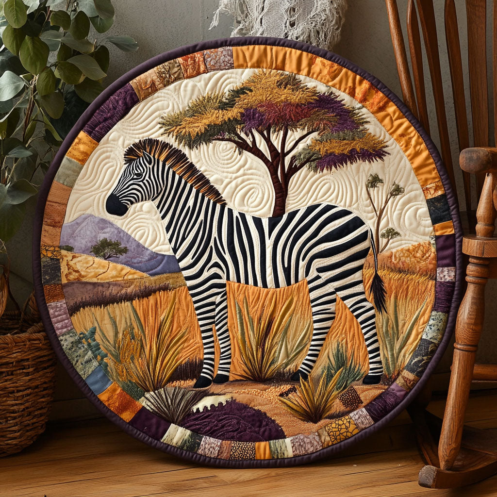 African Savannah Zebra WJ2104029CL Quilted Round Mat