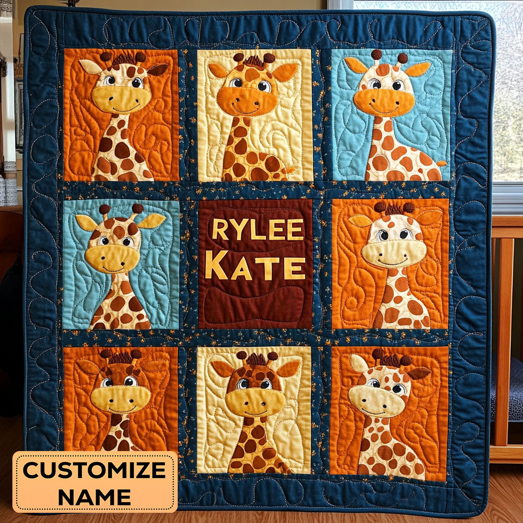 Giraffe Giggles WY2607036CL Personalized Baby Quilt