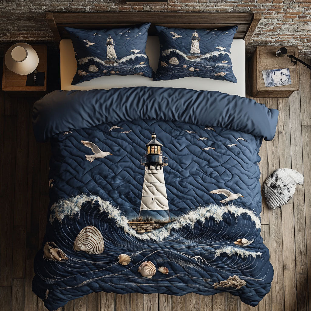 Lighthouse In Night Ocean WY2503002CL Duvet Cover Set