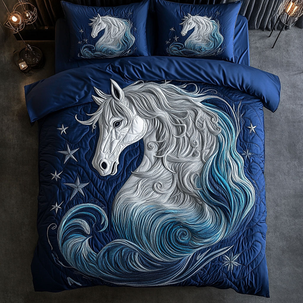 Majestic Blue White Horse DH0410050CL Duvet Cover Set
