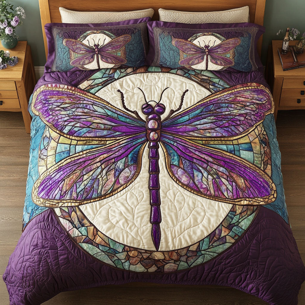 Purple Crystal Dragonfly WY2502052CL Duvet Cover Set