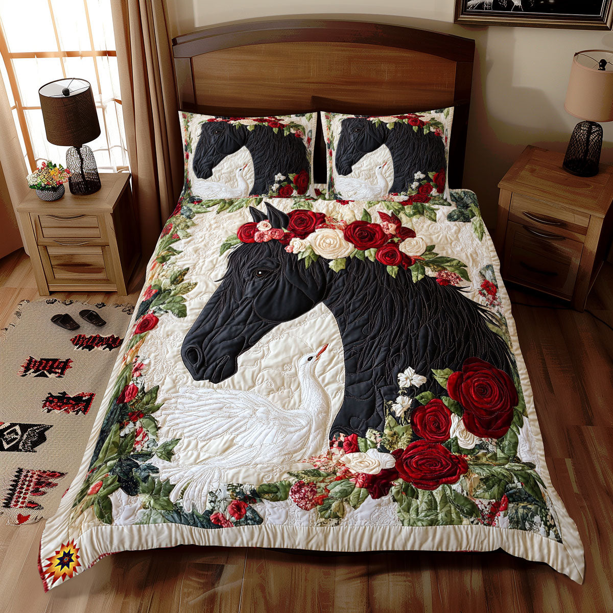 Floral Dark Horse WX2612092CL Duvet Cover Set