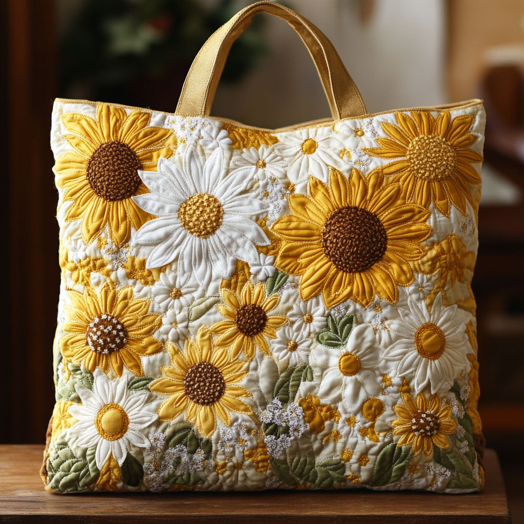 Bright Radiance Sunflower CW2609004CL Quilted Tote Bag