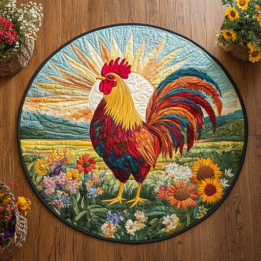 Morning Rooster WX2105022CL Quilted Round Mat