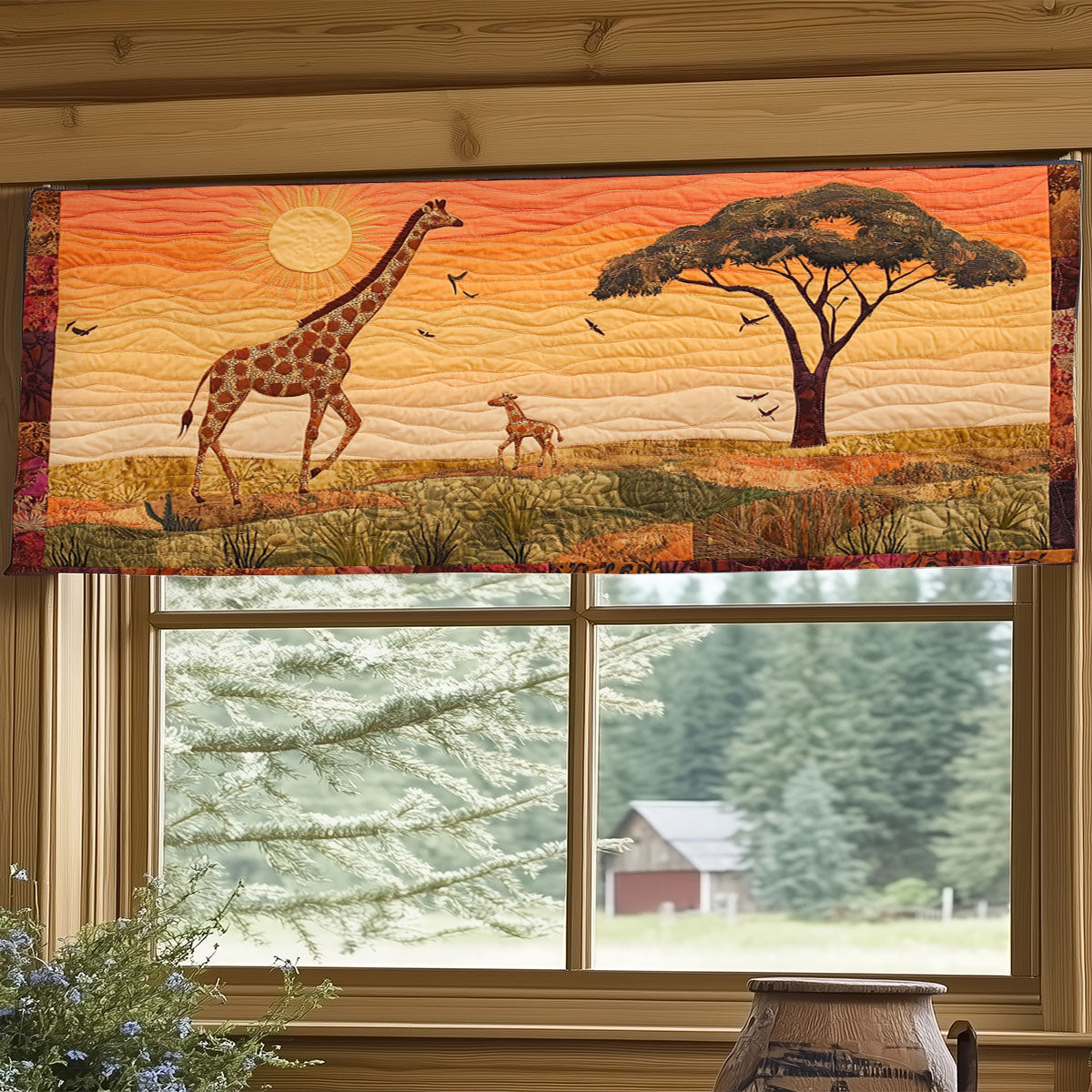 Giraffes At Dusk WJ2404036CL Quilted Valance