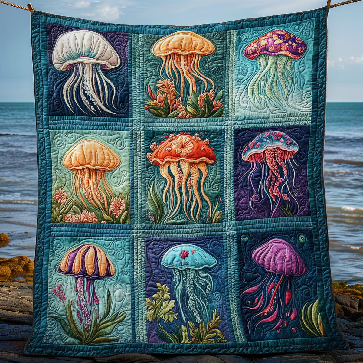Colorful Jellyfish WY3103045CL Quilt