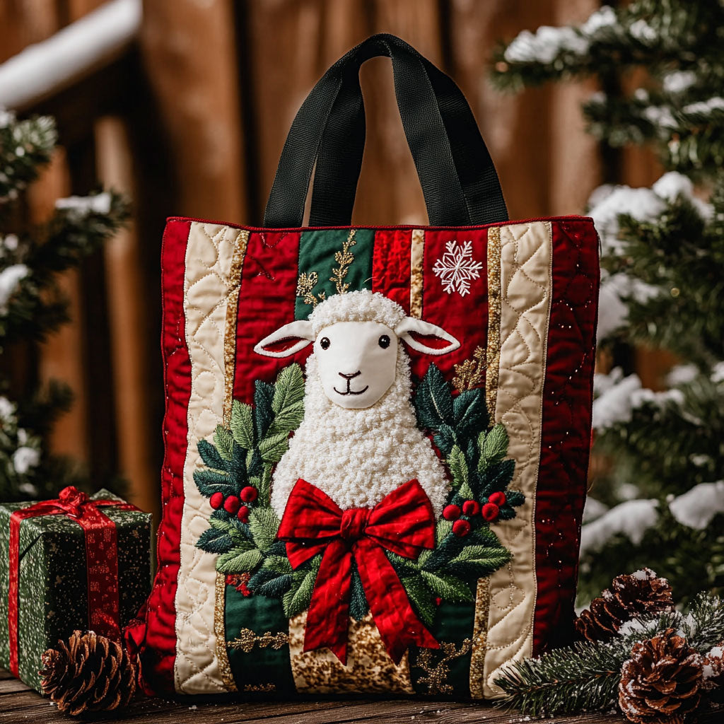 Christmas Joy Sheep WN3010011CL Quilted Tote Bag