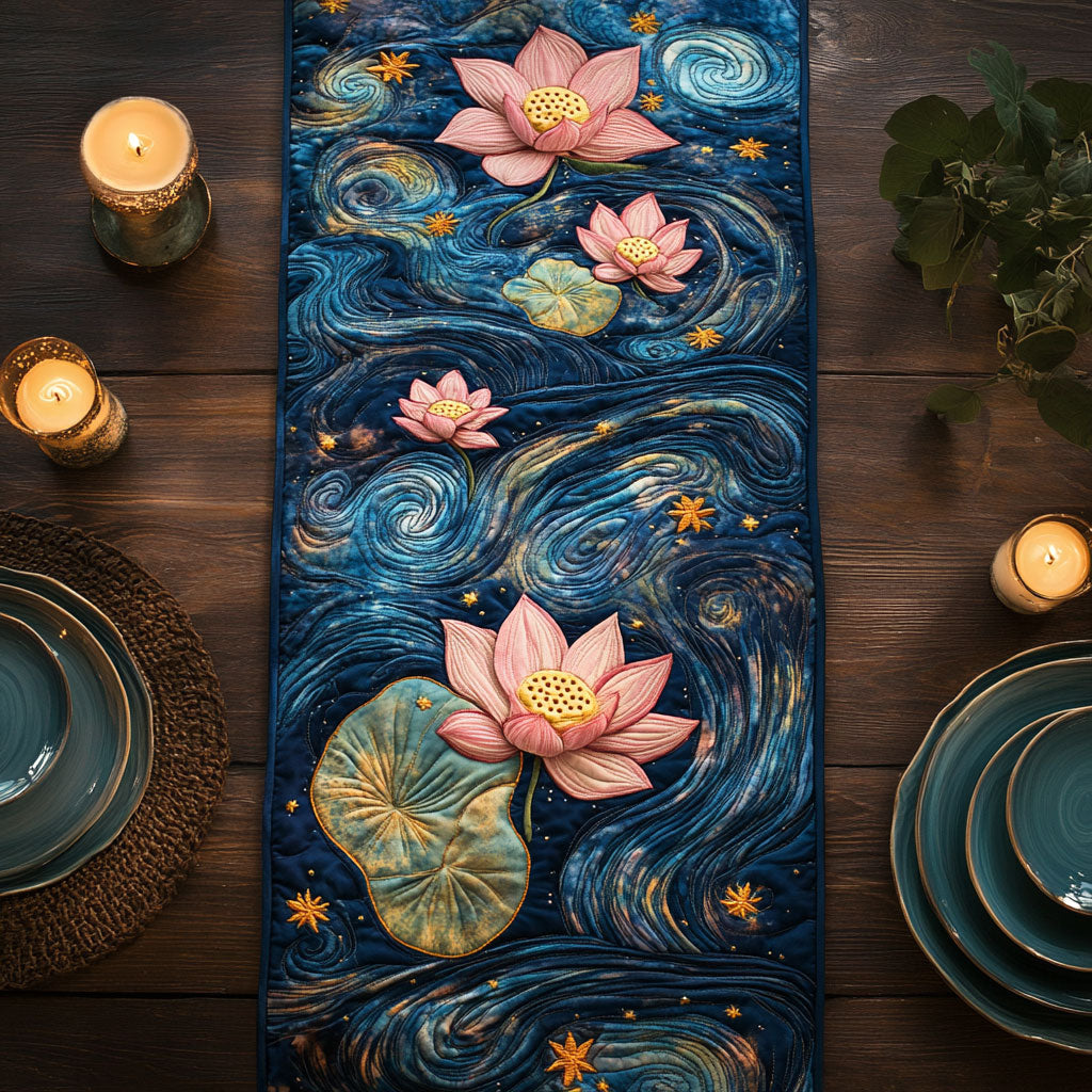 Lotus Bloom CW1806031CL Quilted Table Runner