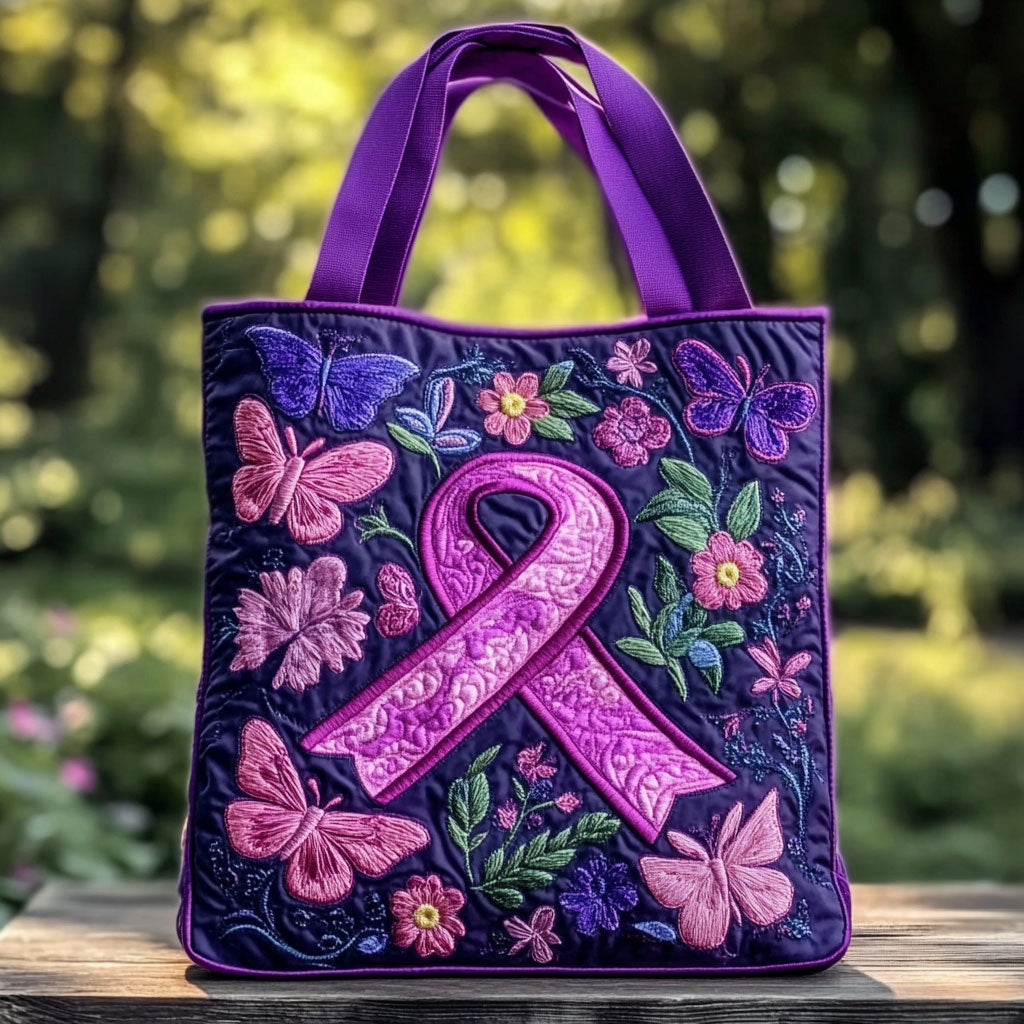 Purple Ribbon Whisper WN2909050CL Quilted Tote Bag