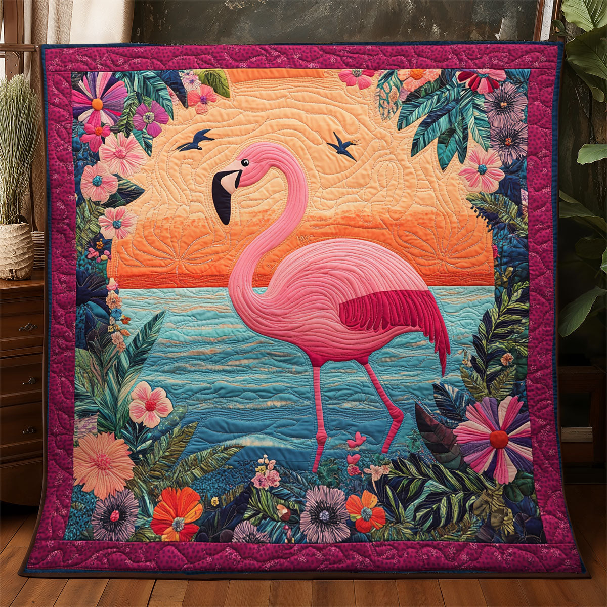 Flamingo Floral WX3105022CL Quilt