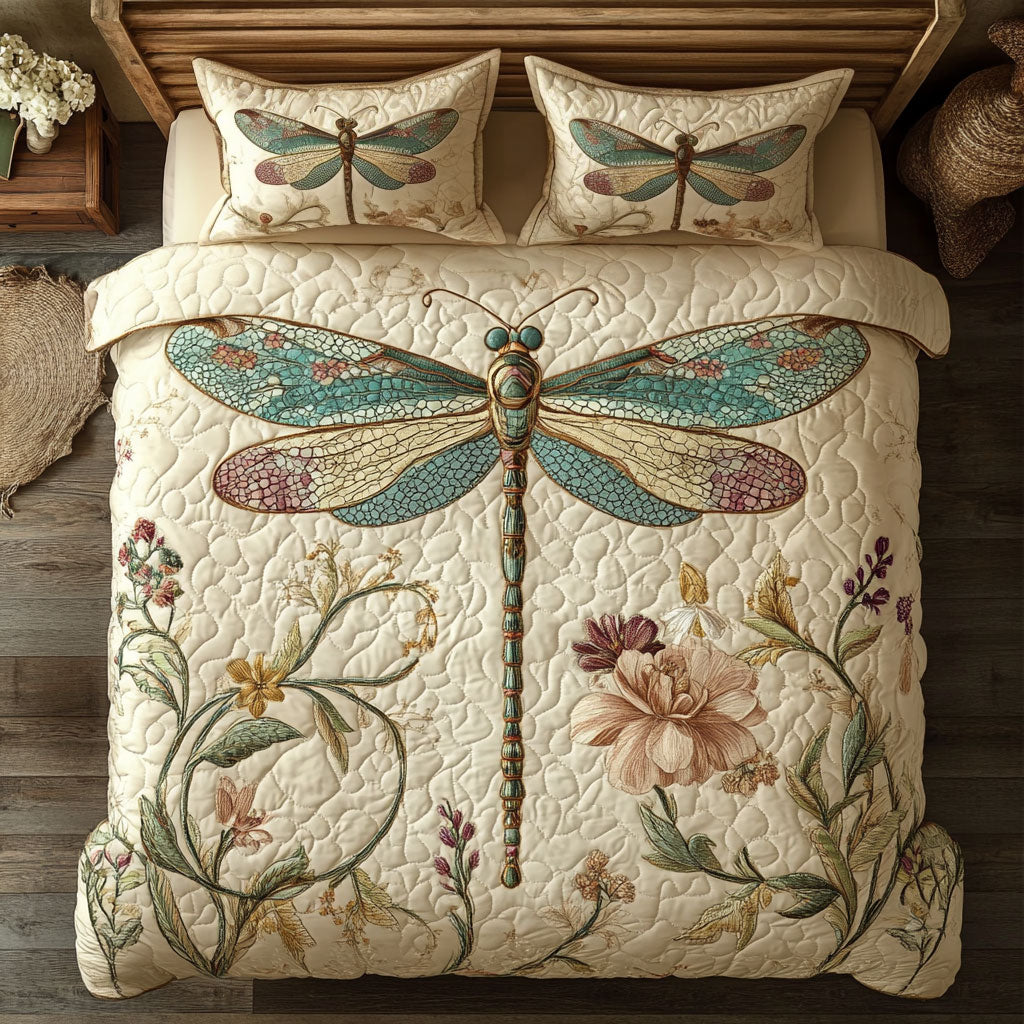 Dragonfly In Vintage Garden WY2502025CL Duvet Cover Set