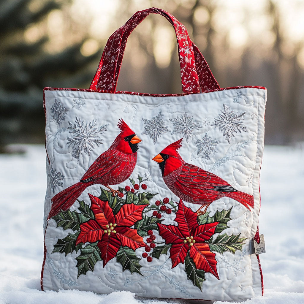 Snow Cardinal WN2509066CL Quilted Tote Bag