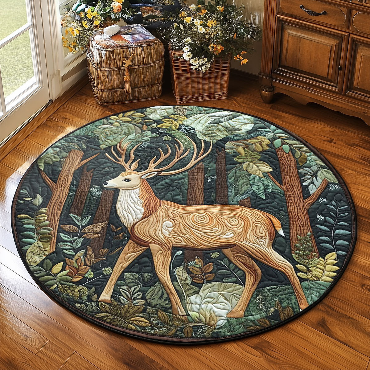 Stag Forest Spirit WP2304021CL Quilted Round Mat