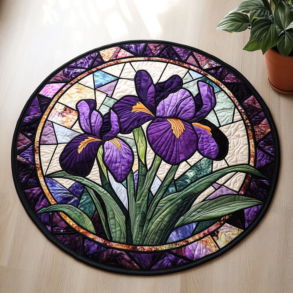 Iris Bloom CW2407036CL Quilted Round Mat