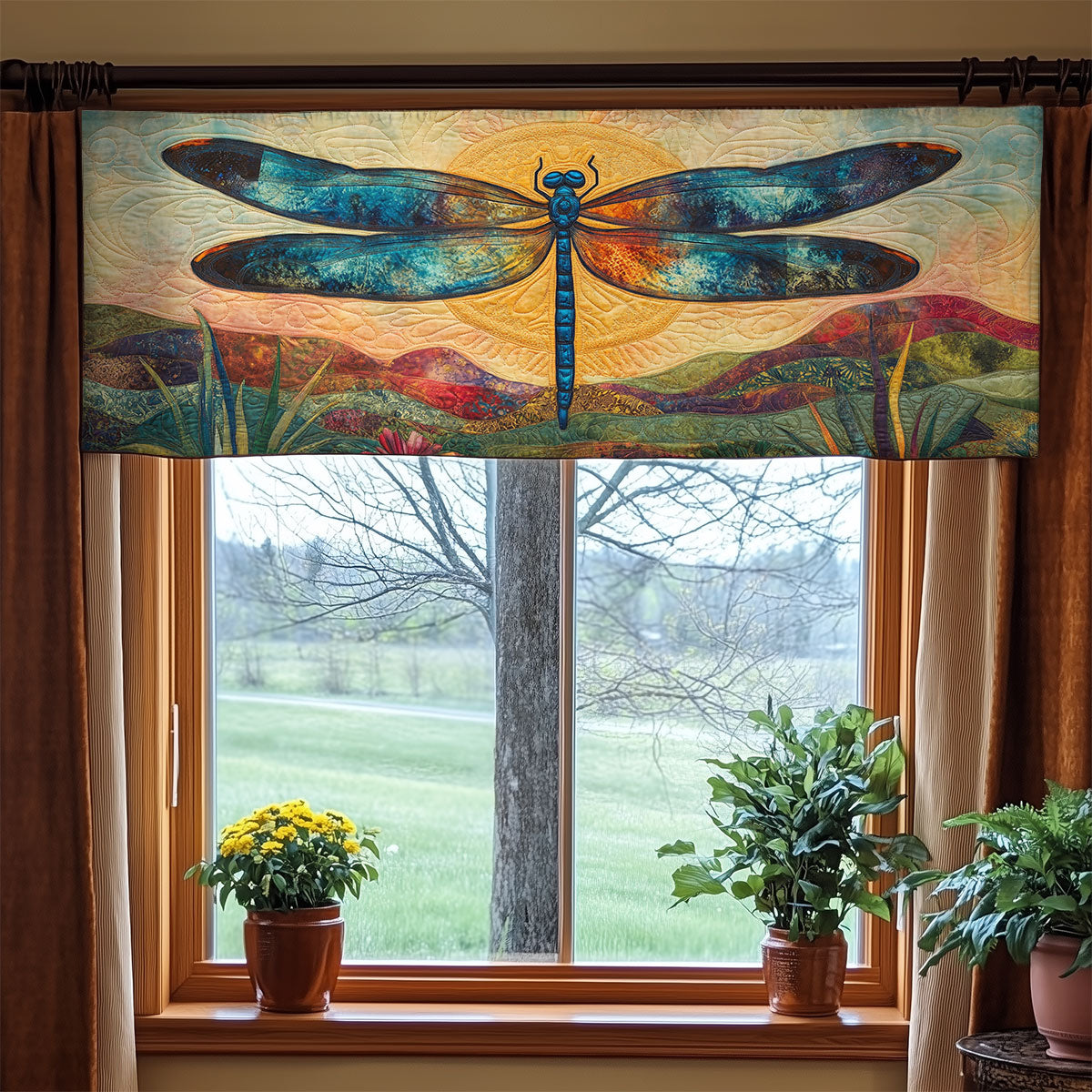 Dragonfly Sunset WX1305020CL Quilted Valance