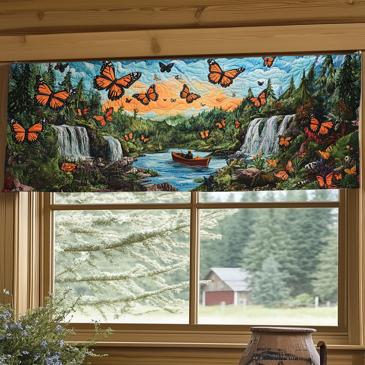 Butterfly Forest WJ1004033CL Quilted Valance