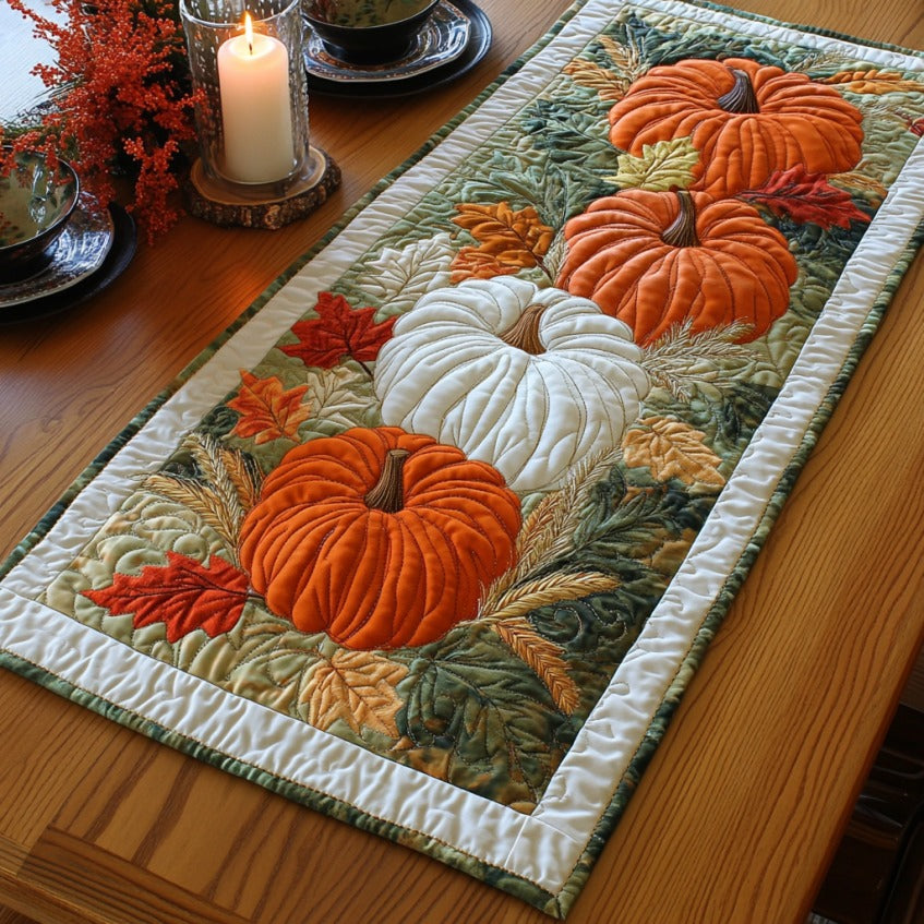 Pumpkin Bliss XR1609001CL Quilted Table Runner