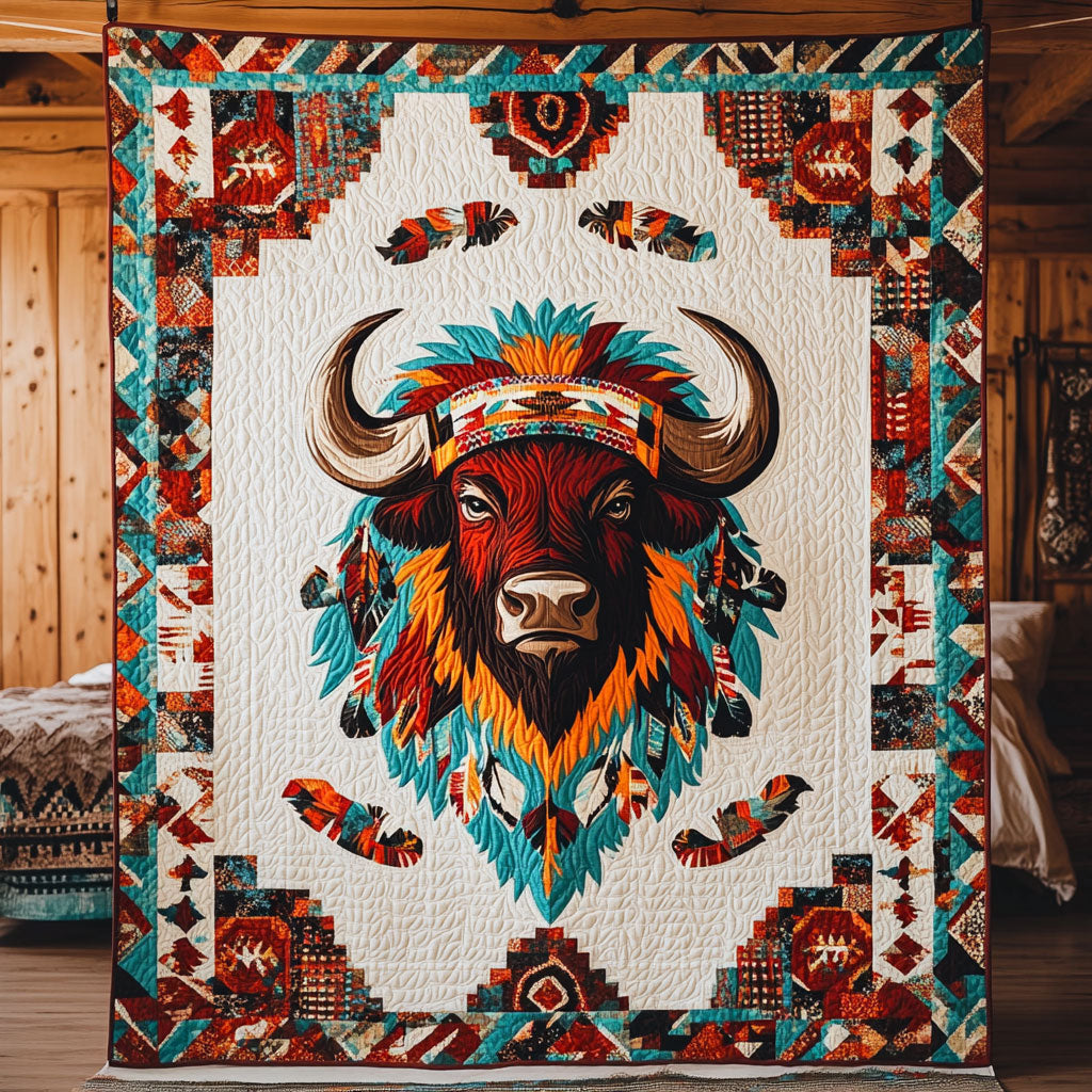 Bison With Feather Headdress DH1209005CL Quilt
