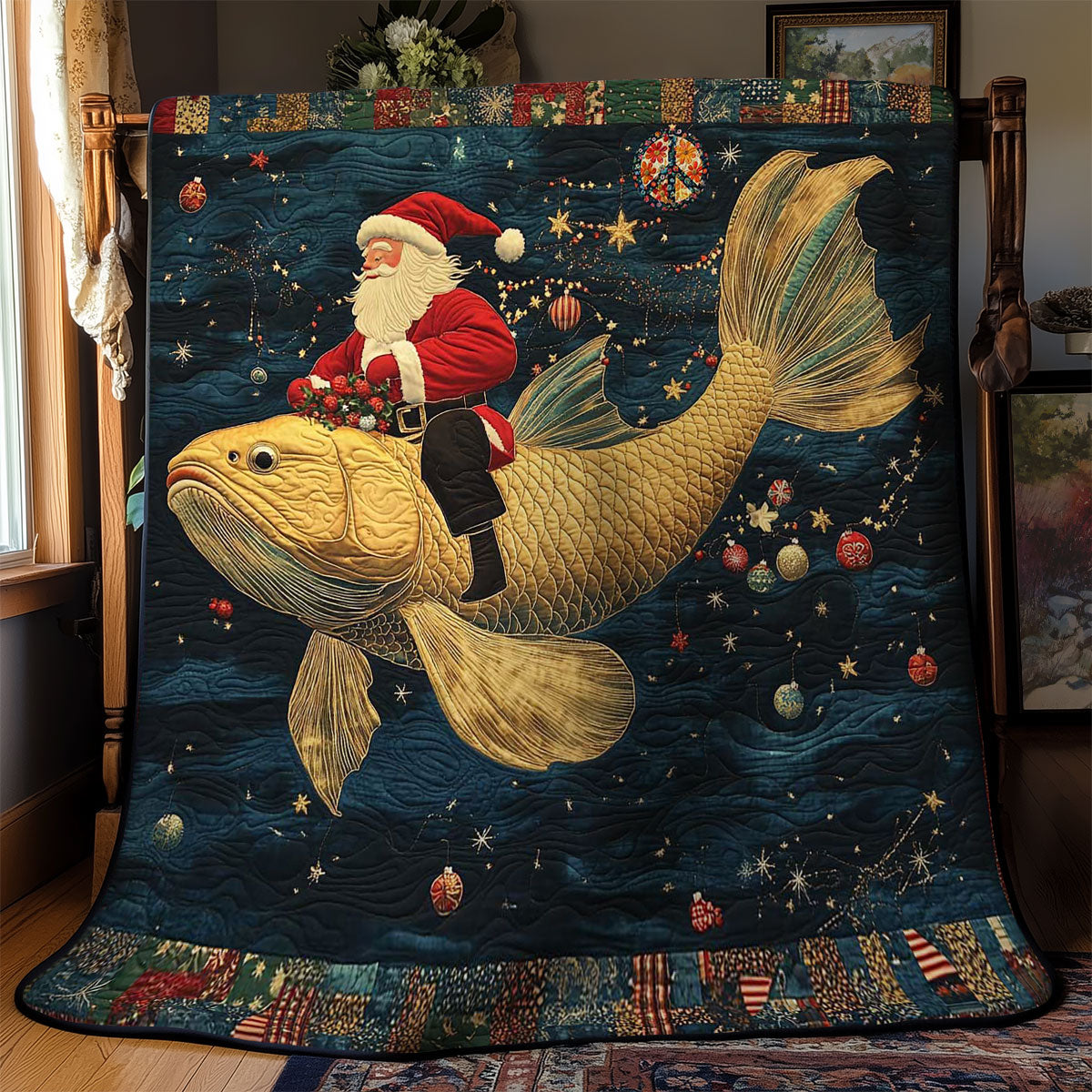 Fish Sleigh Santa WN0612072CL Quilt