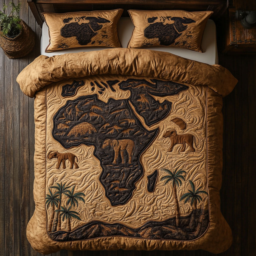 Brown Safari Map WY1807040CL Duvet Cover Set