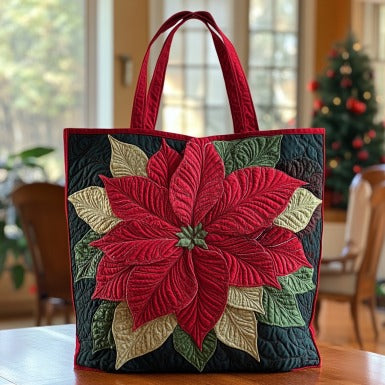 Poinsettia Christmas XR2409011CL Quilted Tote Bag