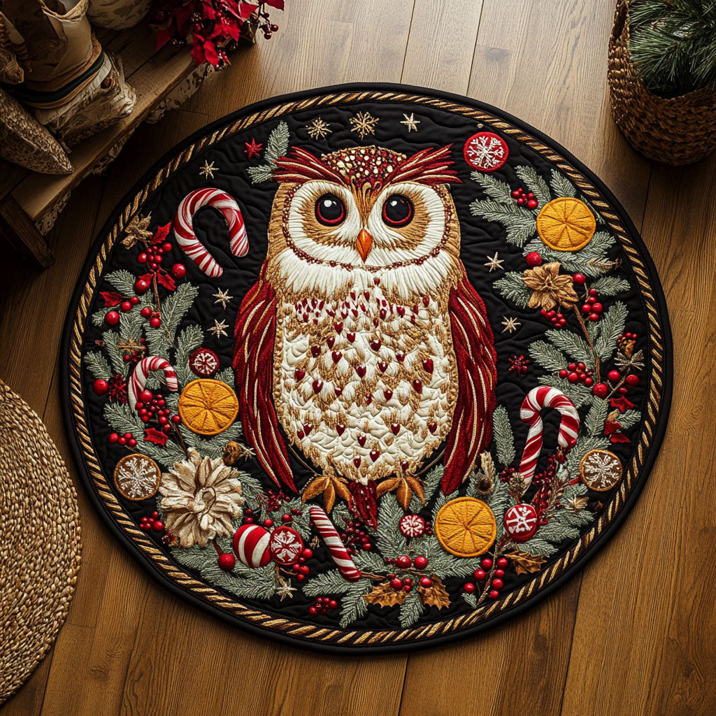 Christmas Owl WY3006030CL Quilted Round Mat