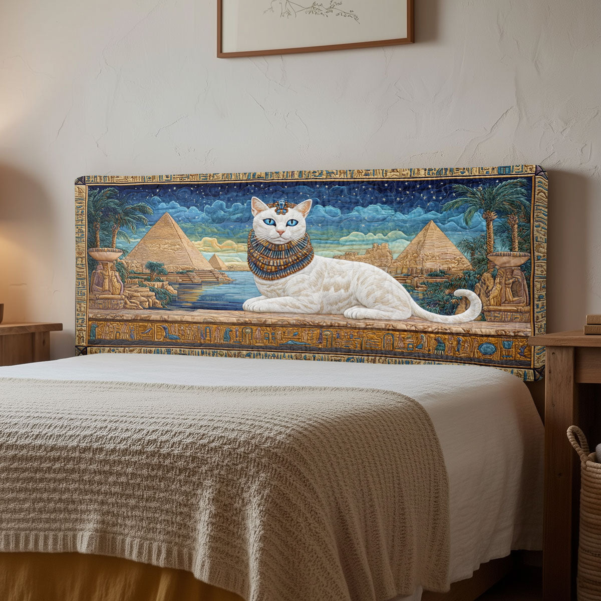 Golden Ankh Cat CW2312014CL Quilted Headboard Slipcover