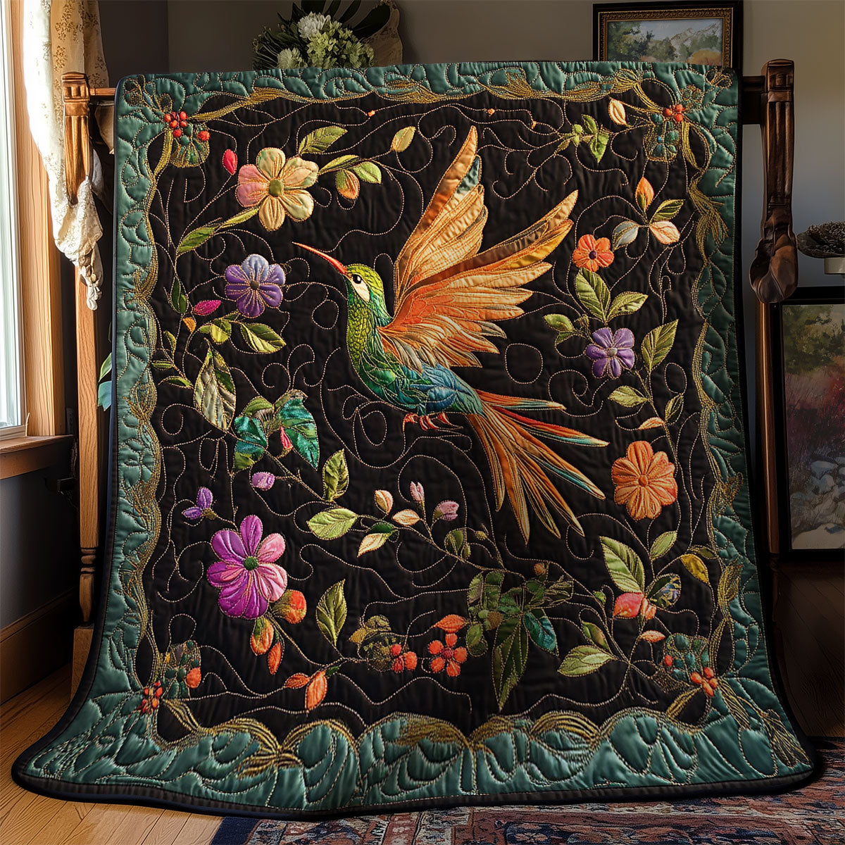 Hummingbird In Night Garden WY0503113CL Quilt