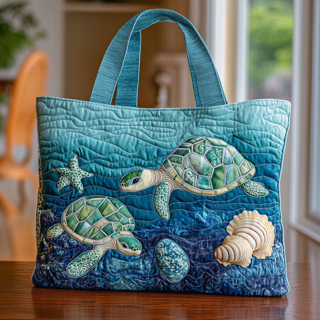 Sea Turtle Harmony CW0110017CL Quilted Tote Bag
