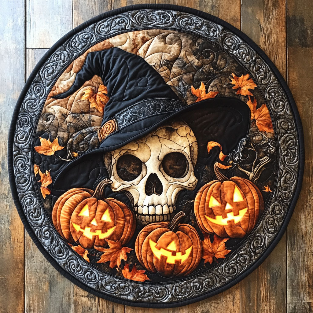 Enchanted Pumpkin Skull CW1707015CL Quilted Round Mat